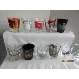 Vintage Souvenir Shot Glass Collection Lot of 10 US States Hawaii Florida NY CA